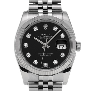 ロレックス デイトジャスト 116234G ブラック/ダイヤモンド メンズ 時計 【中古】【wristwatch】