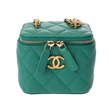 シャネル マトラッセ スモール ヴァニティケース グリーン AP3203 グレインドカーフスキン レディース バッグ 【中古】【bag】