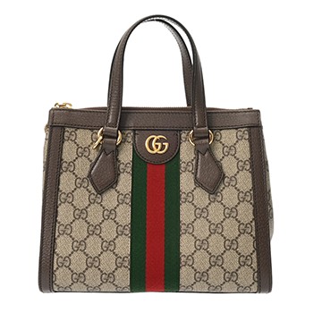 グッチ スモールトートバッグ オフィディア ベージュ/エボニー/ブラウン 547551 493075 GGスプリームキャンバス/レザー レディース バッグ 【中古】【bag】
