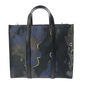 フェンディ ショッパートート FFズッカ ブルー/ブラック 7VA390 AHUE 228-3262 サンセットジャガードファブリック レディース バッグ 【中古】【bag】