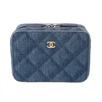 シャネル ヴァニティケース チェーンショルダー ブルー AP2463 デニム レディース バッグ 【中古】【bag】