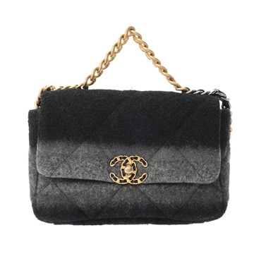 シャネル CHANEL19 ハンドバッグ  グレー/ブラック AS1160 ウール　 レディース バッグ 【中古】【bag】