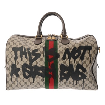 グッチ ザハッカープロジェクト ボストンバッグ バレンシアガ×グッチ 350個限定 ベージュ/エボニー/ブラウン 680124 0090 R 002123 PVC/レザー レディース バッグ 【中古】【bag】