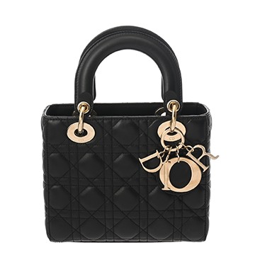ディオール カナージュ LADY DIOR MY ABCDIOR スモールバッグ  ブラック M05380CAL_M900 ラムスキン レディース バッグ 【中古】【bag】