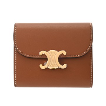 セリーヌ トリンオフ スモールフラップウォレット  タン 10D783BZG.04LU シャイニーカーフ レディース 財布 【中古】【purse】