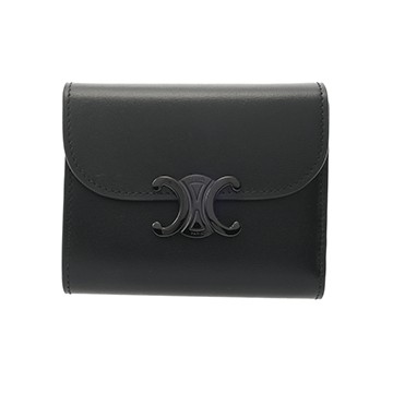 セリーヌ トリンオフ スモールフラップウォレット  ブラック 10D783DPV.38NN シャイニーカーフ レディース 財布 【中古】【purse】