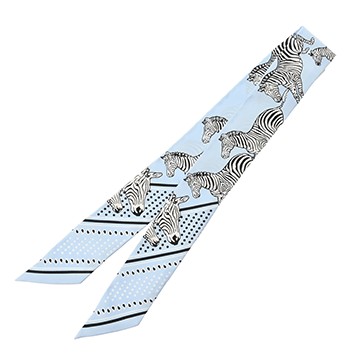 エルメス ツイリー LES ZEBRES ライトブルー/ブラック/ホワイト 063265S シルク100％ レディース 【新品】【other】