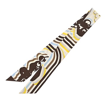 エルメス ツイリー  BRIDES DE GALA SHADOW ホワイト/ダークブラウン系/イエロー シルク100％ レディース 【中古】【other】