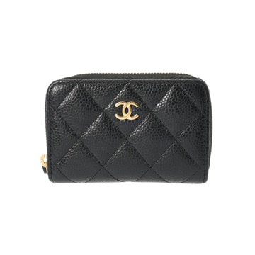 シャネル マトラッセ クラシック ジップ コインパース ブラック AP0216 グレインドカーフスキン レディース 財布 【中古】【purse】