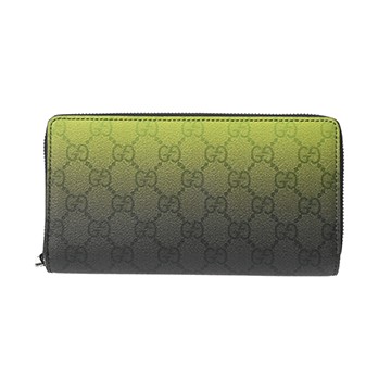 グッチ GGモノグラムコーティング クロマ ジップアラウンドウォレット グラデーションライム/ブラック 835706 0416 レザー レディース 財布 【中古】【purse】