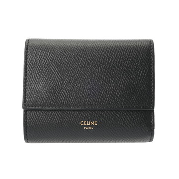 セリーヌ スモール トリフォールドウォレット ブラック 10B573BEL.38NO グレインドカーフ レディース 財布 【中古】【purse】