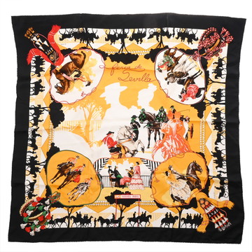 エルメス カレ90 FERIA DE SEVILLA マルチカラー シルク100％ レディース 【中古】【other】