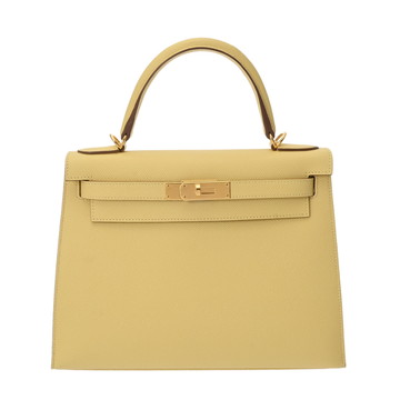 エルメス ケリー 28 外縫い 2WAY ジョーヌプッサン ヴォーエプソン レディース バッグ 【中古】【bag】