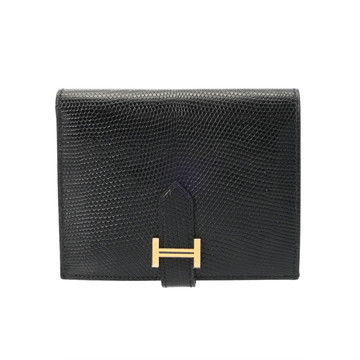 エルメス ベアン コンパクト ブラック リザード レディース 財布 【未使用】【purse】