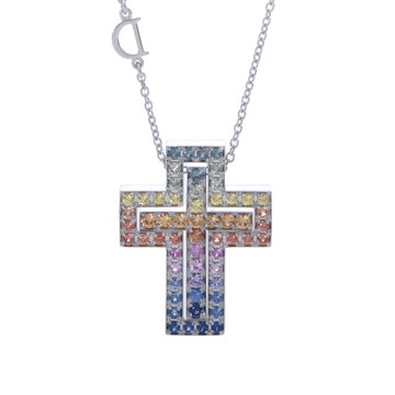 ダミアーニ ベルエポック ネックレス レインボー #S ゴールド 20091750 K18ホワイトゴールド WG レディース ジュエリー 【中古】【jewelry】