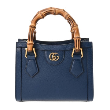 グッチ ダイアナ ミニ トートバッグ 3WAY ダークブルー系 702732 レザー/バンブー レディース バッグ 【中古】【bag】