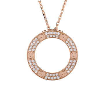 カルティエ ラブサークル ネックレス パヴェ ゴールド B7224527 K18ピンクゴールド PG レディース ジュエリー 【中古】【jewelry】