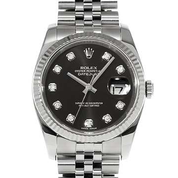ロレックス デイトジャスト 116234G ブラック/ダイヤモンド メンズ 時計 【中古】【wristwatch】
