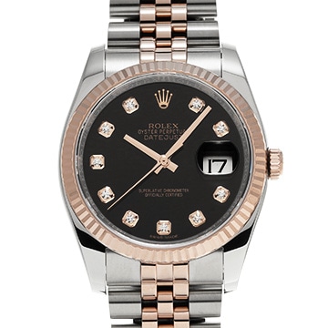 ロレックス デイトジャスト 36 116231G ブラック/ダイヤモンド メンズ 時計 【中古】【wristwatch】