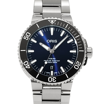 オリス アクイス デイト 01 733 7730 4135-07 8 24 05PEB ブルー メンズ 時計 【中古】【wristwatch】