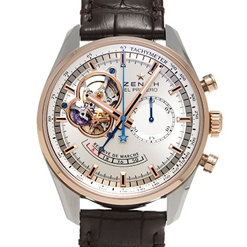 ゼニス クロノマスター エル・プリメロ オープン パワーリザーブ 51.2080.4021/01.C494 シルバー メンズ 時計 【中古】【wristwatch】