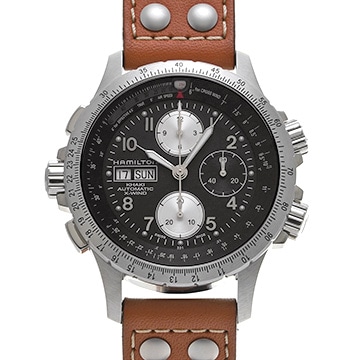 ハミルトン カーキ アビエーション X-Wind クロノグラフ H77616533 ブラック/シルバー メンズ 時計 【中古】【wristwatch】