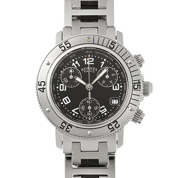 エルメス クリッパー クロノグラフ CL2.310.330/3782 ブラック レディース 時計 【中古】【wristwatch】