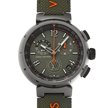 ルイ ヴィトン タンブール アウトドア クロノグラフ GMT アーバン ジャングル QA154Z グリーン メンズ 時計 【中古】【wristwatch】