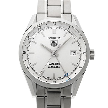 タグ ホイヤー カレラ ツインタイム WV2116.BA0787 シルバー メンズ 時計 【中古】【wristwatch】