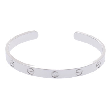 カルティエ ラブオープンブレスレット #17 1PD シルバー K18ホワイトゴールド WG レディース ジュエリー 【中古】【jewelry】