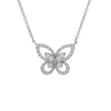 グラフ バタフライシルエット ネックレス シルバー RGP393 K18ホワイトゴールド WG レディース ジュエリー 【中古】【jewelry】