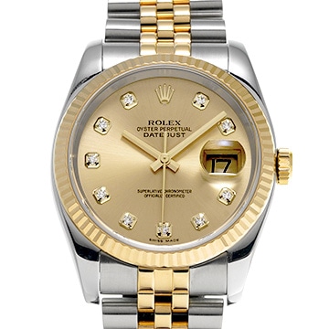 ロレックス デイトジャスト 116233G シャンパン/ダイヤモンド メンズ 時計 【中古】【wristwatch】