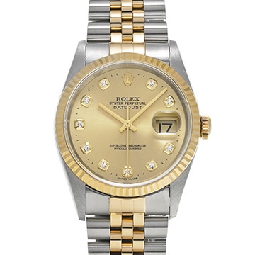 ロレックス デイトジャスト 16233G シャンパン/ダイヤモンド メンズ 時計 【中古】【wristwatch】