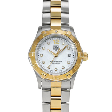 タグ ホイヤー アクアレーサー WAF1424.BB0825 ホワイトシェル/ダイヤモンド レディース 時計 【中古】【wristwatch】