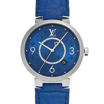 ルイ ヴィトン タンブール スリム モノグラム QA150 ブルー メンズ 時計 【中古】【wristwatch】