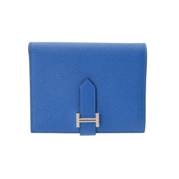 エルメス ベアン コンパクト ブルーゼリージュ ヴォーエプソン ユニセックス 財布 【中古】【purse】