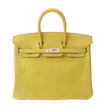 エルメス バーキン 25 ライム アリゲーターマット レディース バッグ 【中古】【bag】