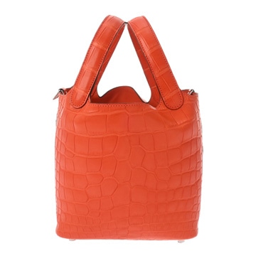 エルメス ピコタンロック PM  オレンジポピー アリゲーターマット レディース バッグ 【中古】【bag】