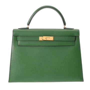 エルメス ケリー 32 外縫い グリーン ボックスカーフ レディース バッグ 【中古】【bag】