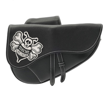 ディオール Stussy Saddleバッグ  ブラック グレインレザー ユニセックス バッグ 【中古】【bag】