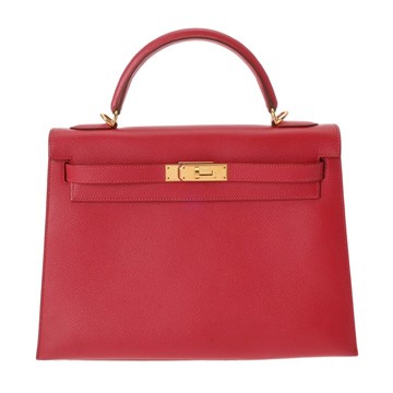 エルメス ケリー 32 外縫い ルージュヴィフ クシュベル レディース バッグ 【中古】【bag】