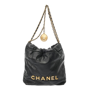 シャネル ミニ ハンドバッグ CHANEL22 ブラック AS3980 シャイニーカーフスキン レディース バッグ 【中古】【bag】
