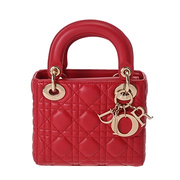 ディオール カナージュ LADY DIOR バッグ マイクロ レッド CAL44500_M383U ラムスキン レディース バッグ 【中古】【bag】