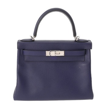 エルメス ケリー 28 内縫い ヴェルソ ブルーアンクル/ブルーゼリージュ エヴァーカラー レディース バッグ 【中古】【bag】