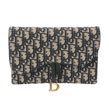 ディオール Saddle チェーンポーチ ミディアム ブルー S5907CTZQ_M928 オブリーク・ジャガードキャンバス レディース バッグ 【中古】【bag】