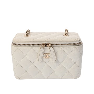 シャネル マトラッセ スモール ヴァニティケース ホワイト AP1341 グレインドカーフスキン レディース バッグ 【中古】【bag】