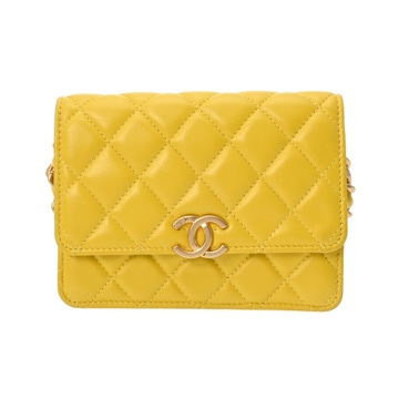 シャネル チェーンウォレット  イエロー A80982 ラムスキン レディース バッグ 【中古】【bag】