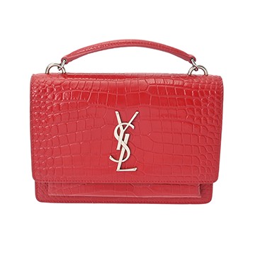 サンローラン サンセット レッド ALM533026.1118 クロコダイルエンボスレザー レディース バッグ 【中古】【bag】