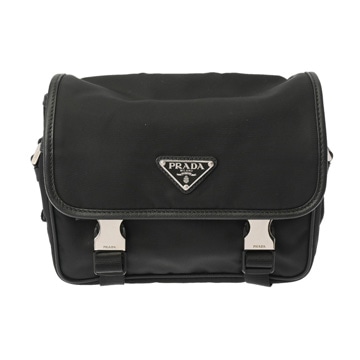 プラダ ブラック 2VD034 サフィアーノレザー/Re-Nylon レディース バッグ 【中古】【bag】