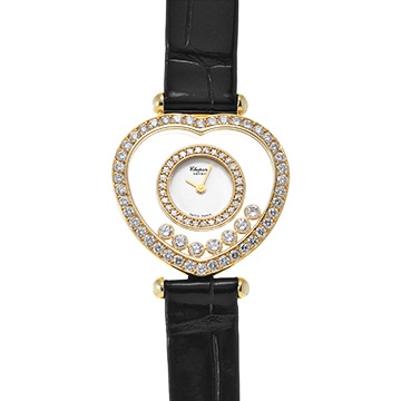 ショパール ハッピーダイヤモンド ハート 20/5679 ホワイト/ムービングダイヤモンド レディース 時計 【中古】【wristwatch】